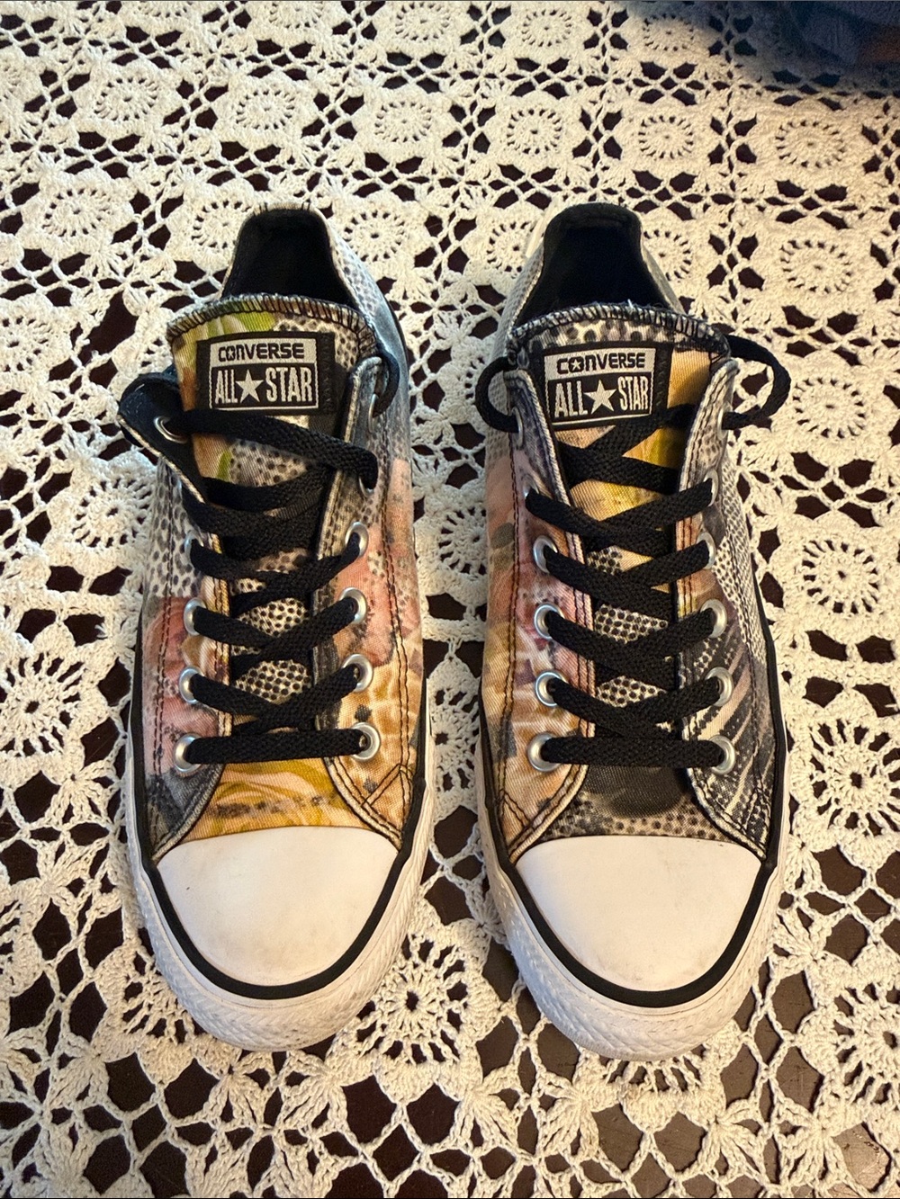Floral & Leopard Print Low-Top Sneakers - Black Accents - Picture 2 of 7